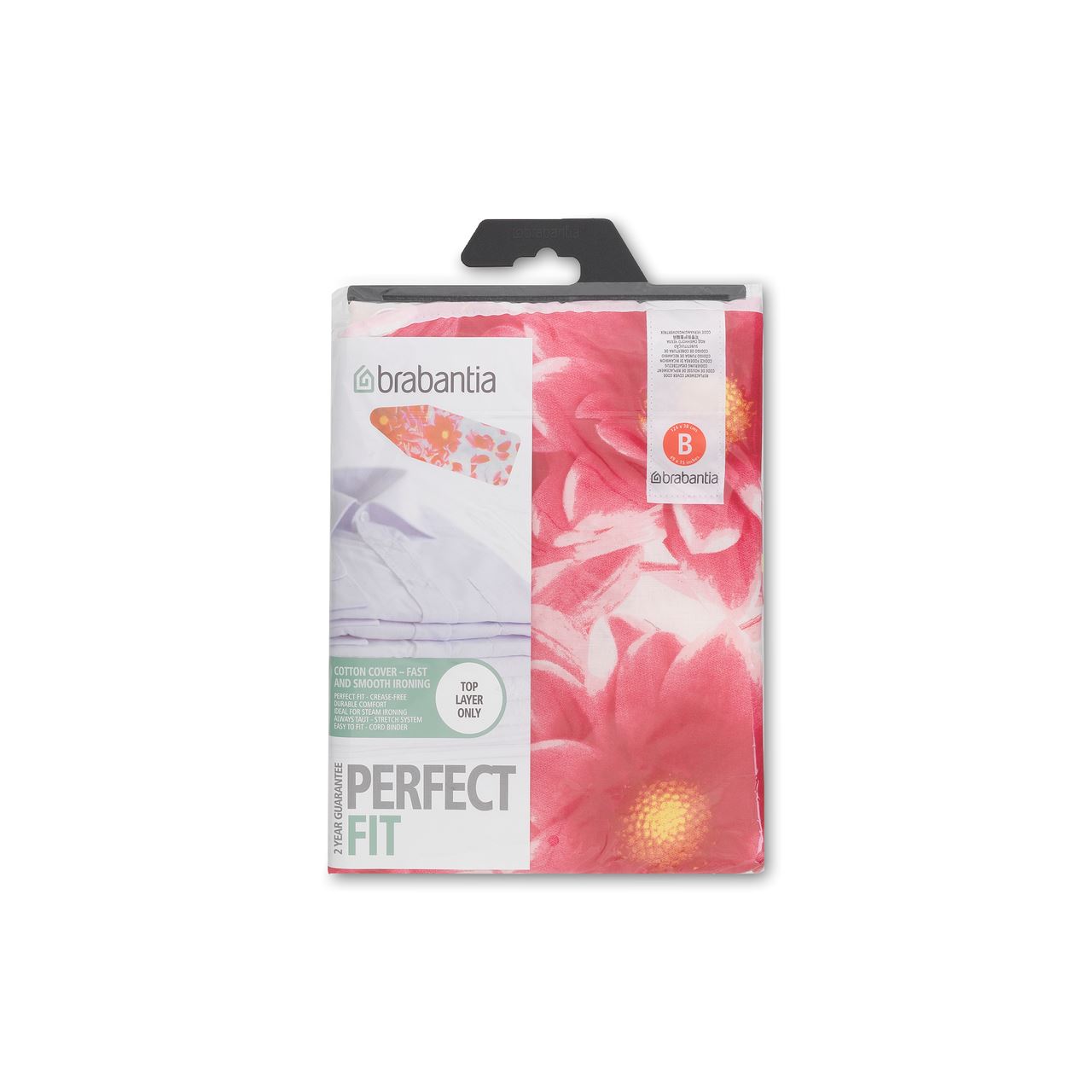 Brabantia Ironing Board Cover B, 124x38 cm, top layer - Colourful