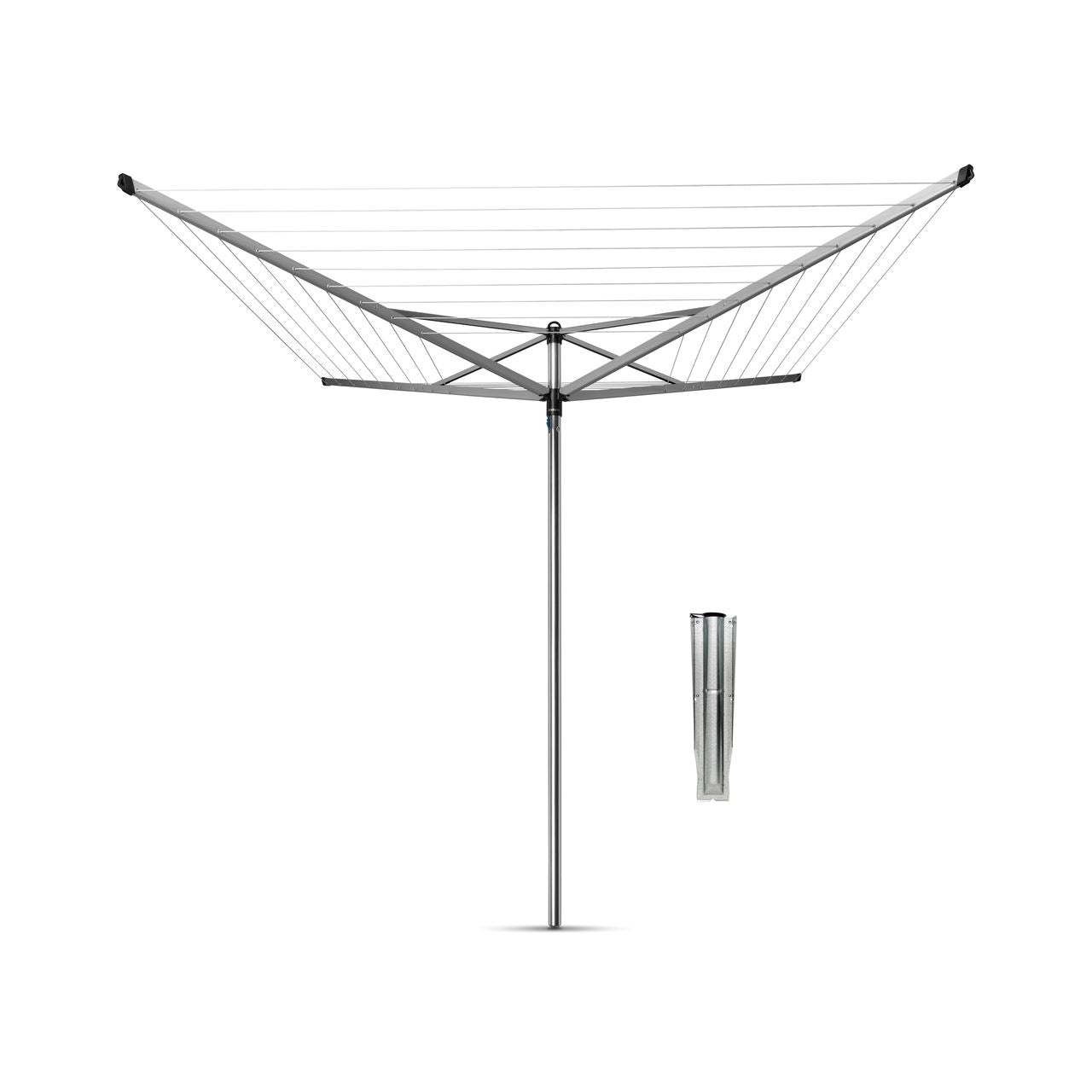 Brabantia Topspinner rotary dryer 50 meters with metal ground anchor - Metallic Gray