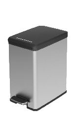 CURVER Slim Bin 20L Square Plastic Black, Silver