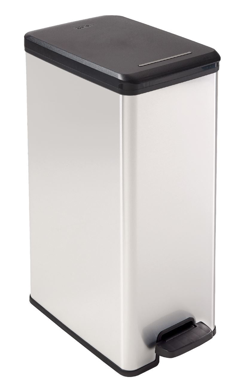 CURVER Slim Bin 40L Square Plastic Black, Silver