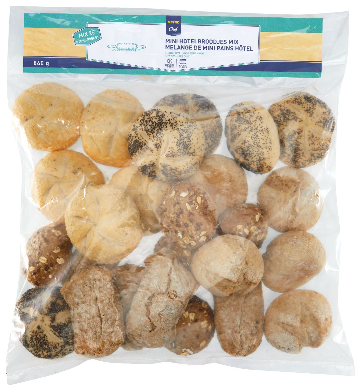 Mini hotel rolls assortment 5 x 5 pieces 860 g