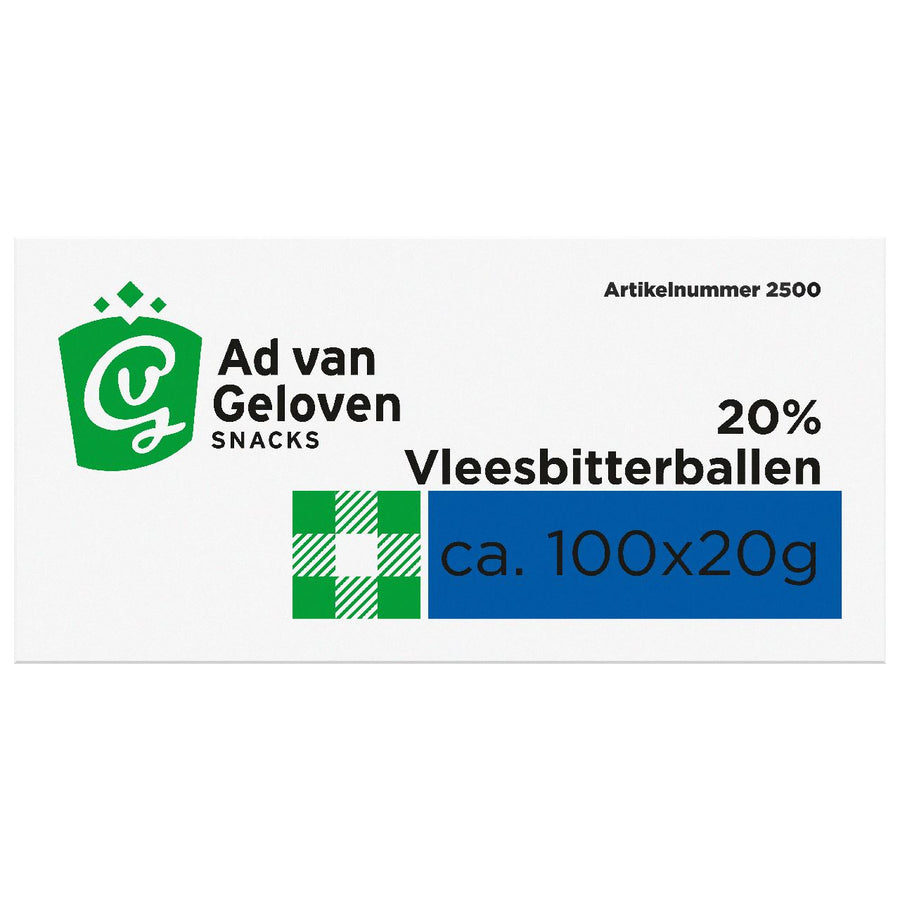 Ad van Geloven snacks 20% Meat Bitterballen approx. 100 x 20 g
