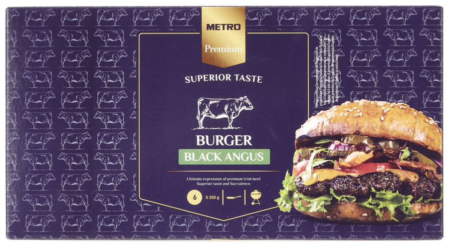 METRO Premium Irish Black Angus Hamburgers frozen 6 x 200 g
