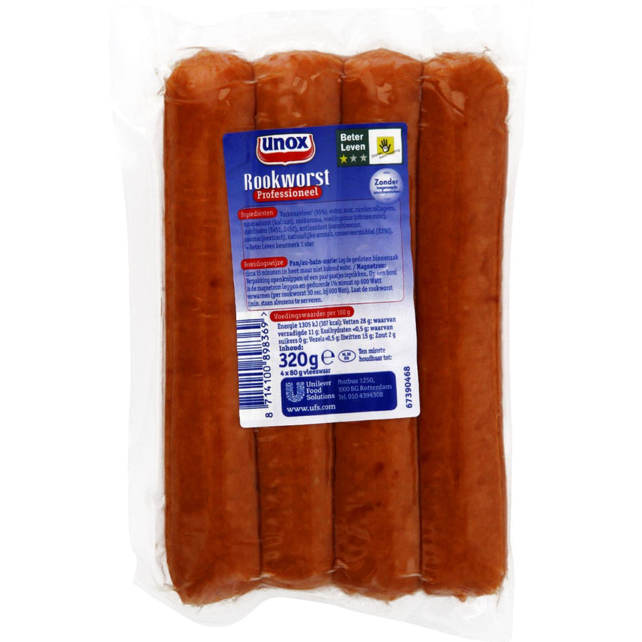 Unox Smoked sausage professional 12 x 4 x 80 grams