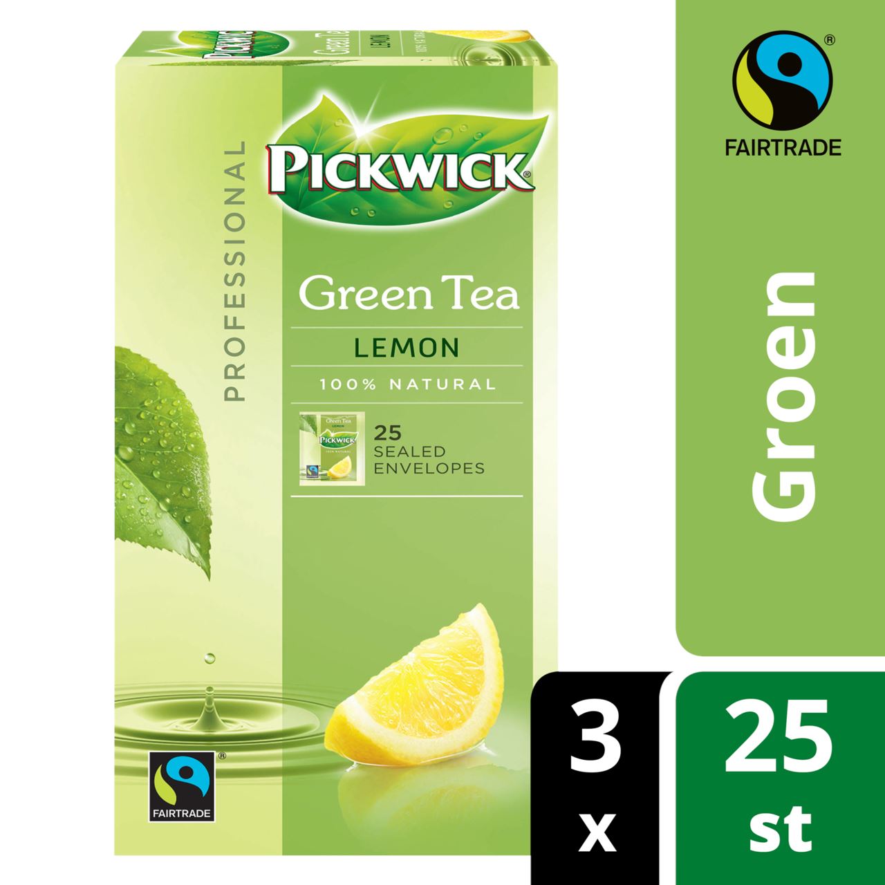 Pickwick Professional Green Tea Lemon fair trade 3 x 25 pieces 150 g