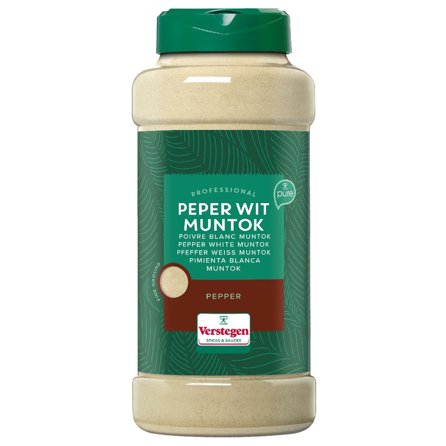 Verstegen Pepper white muntok ground PURE 500 g shaker