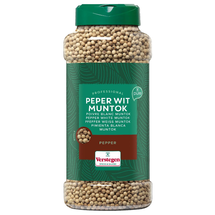 Verstegen Pepper white muntok whole PURE 660 g shaker