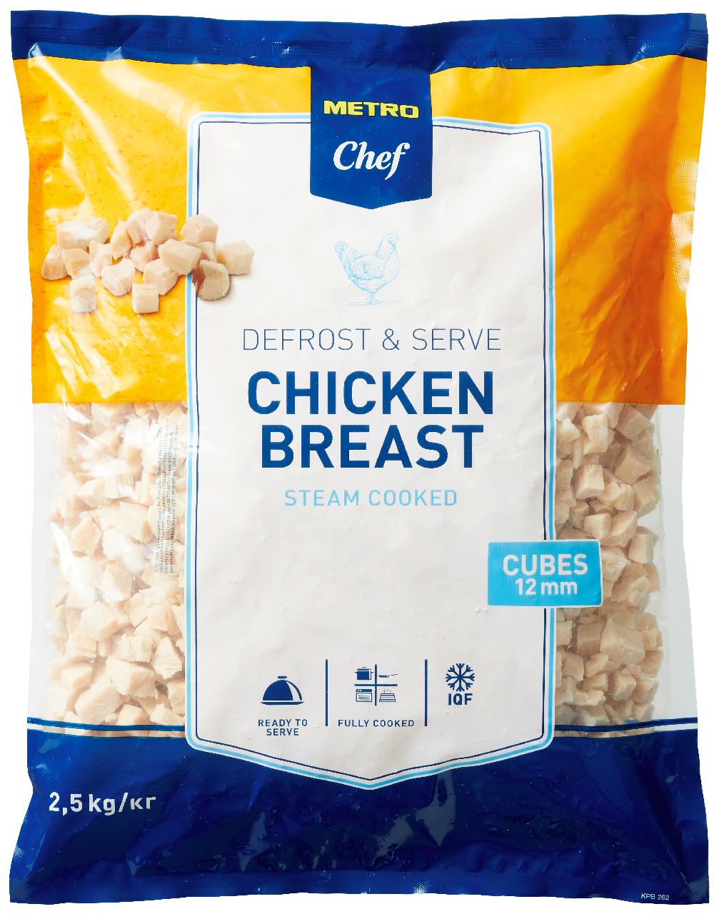 Frozen cooked chicken fillet cubes 2.5 kg