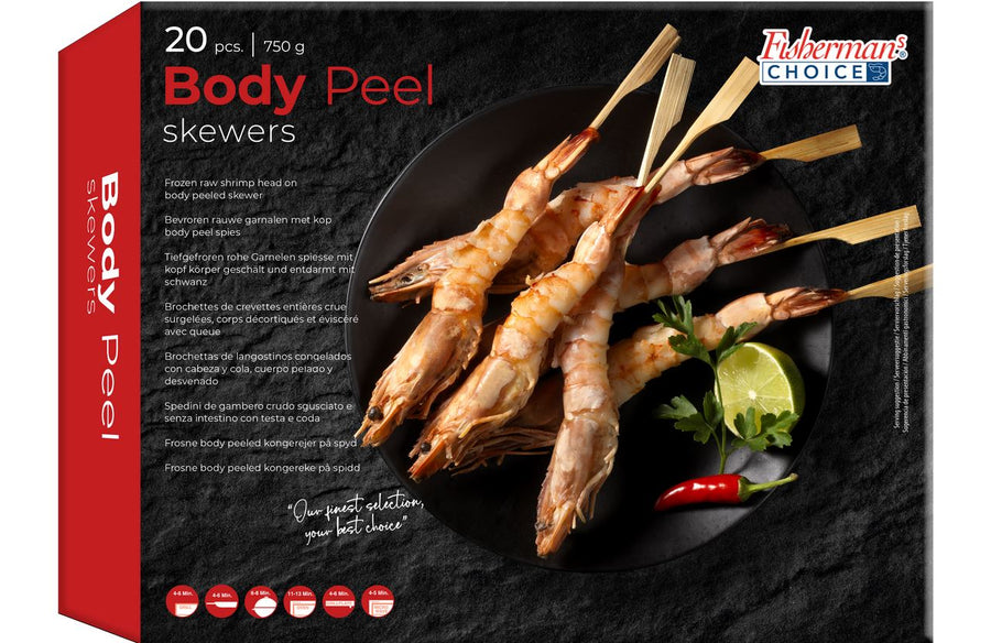 Fisherman's Choice Blacktiger Body peel skewer 16/20 1 kg
