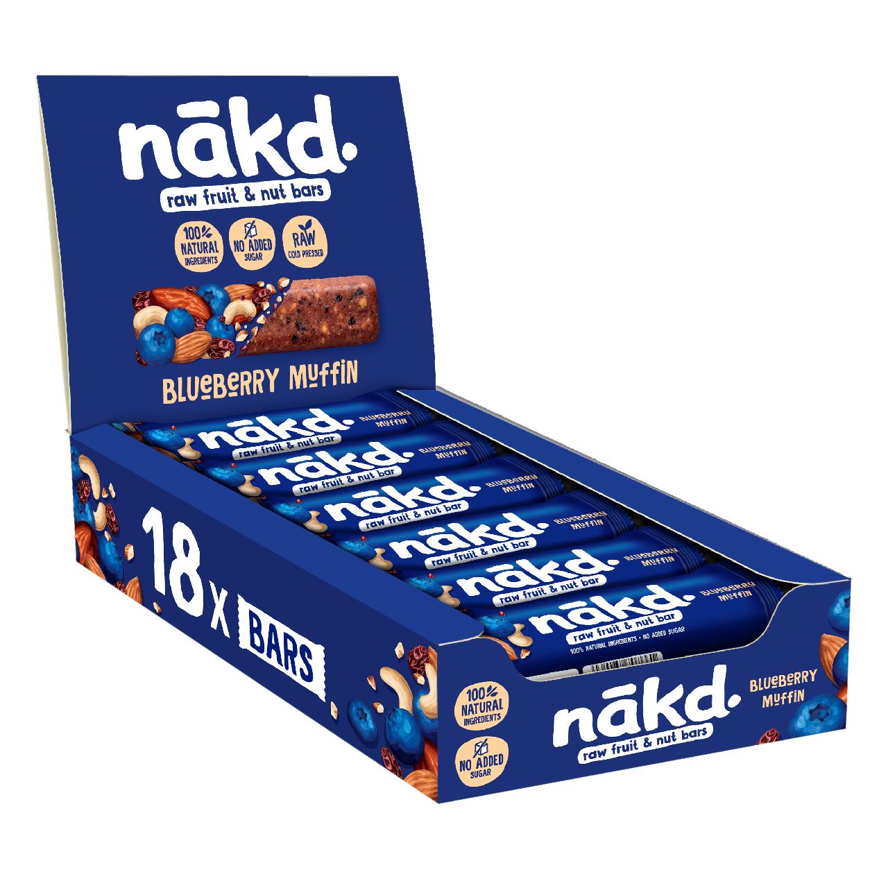 Nakd Fruit Bars With Nuts Blueberry Muffin 18 x 35 g