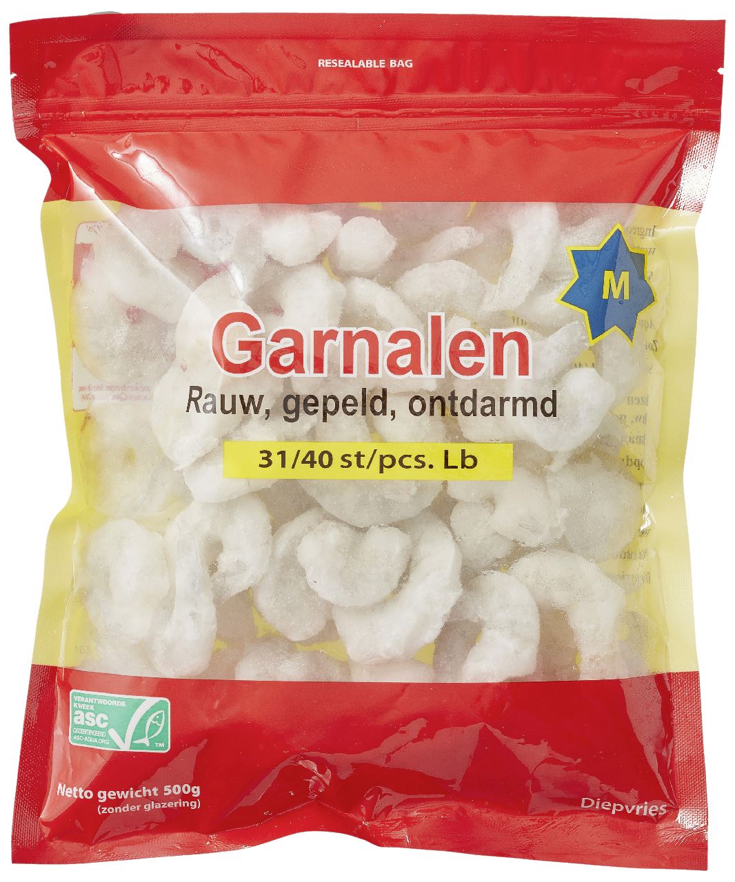 Shrimp Raw Peeled Deveined frozen 31/40 500 g