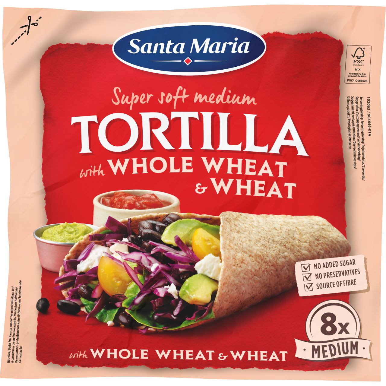 Santa Maria Medium Tortilla with Whole Wheat 8 Pieces 320 g