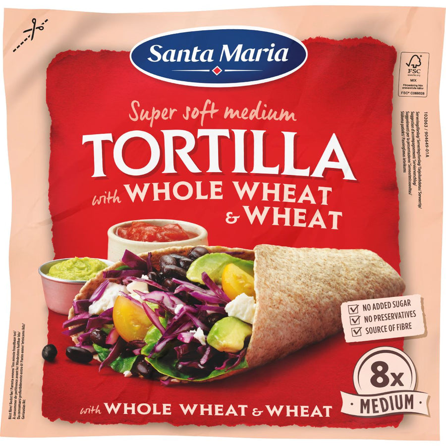 Santa Maria Medium Tortilla with Whole Wheat 8 Pieces 320 g