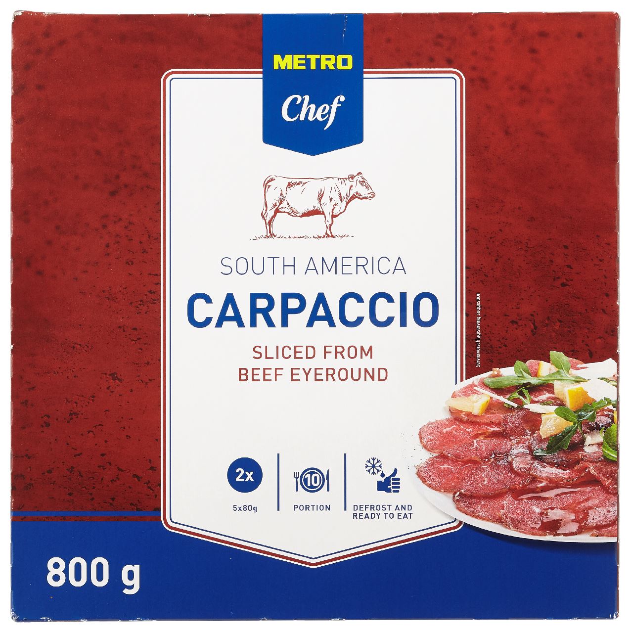 Frozen beef carpaccio 10 x 80 g