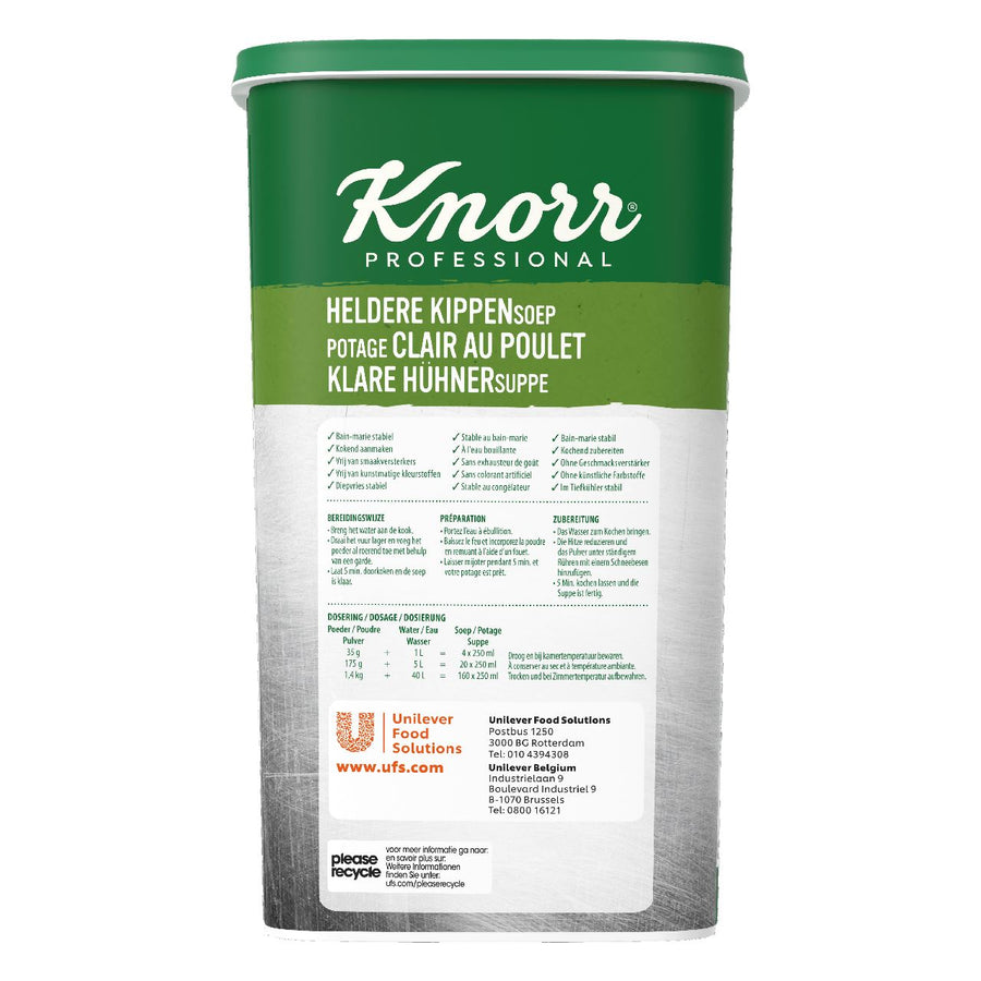 Knorr Professional Classic Clear Chicken Soup Powder yield 40L 1.4 kg