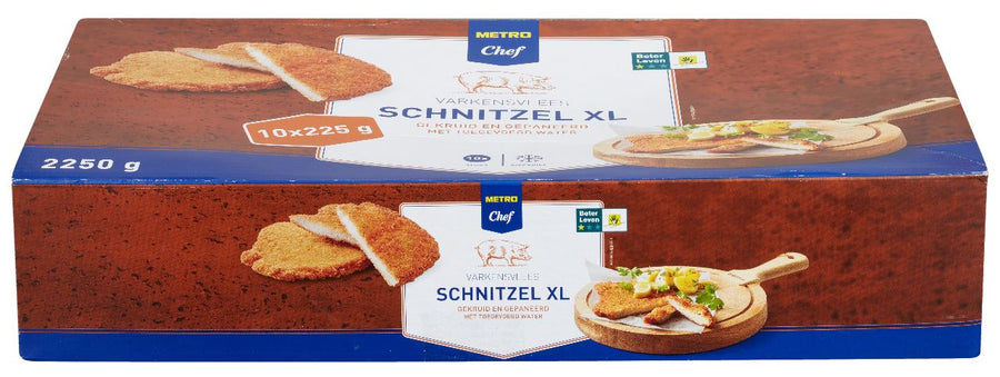 Frozen pork big schnitzel Beter Leven quality mark 1 star 10 x 225 g