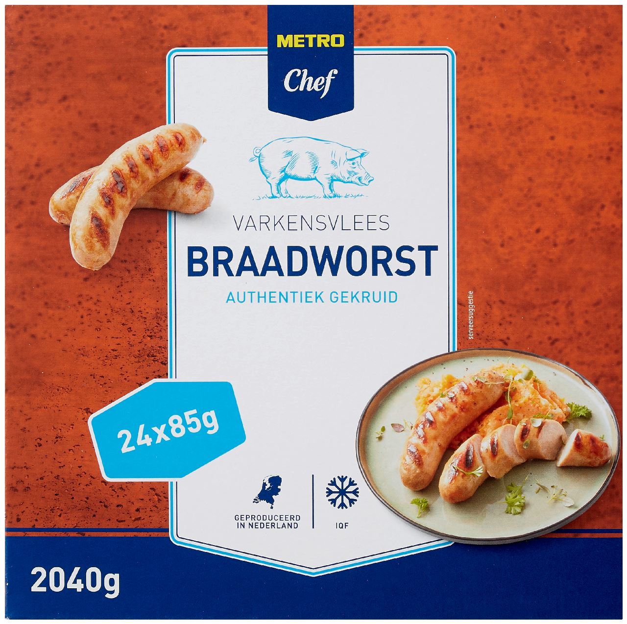 Frozen pork sausage 24 x 85 g