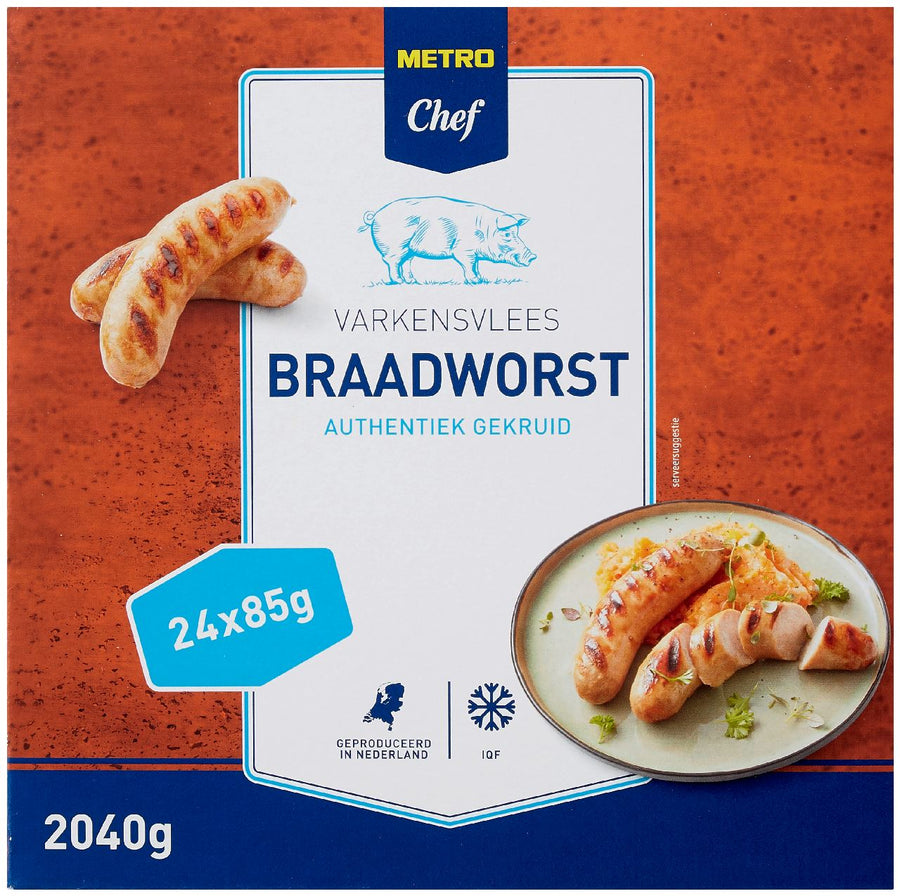 Frozen pork sausage 24 x 85 g