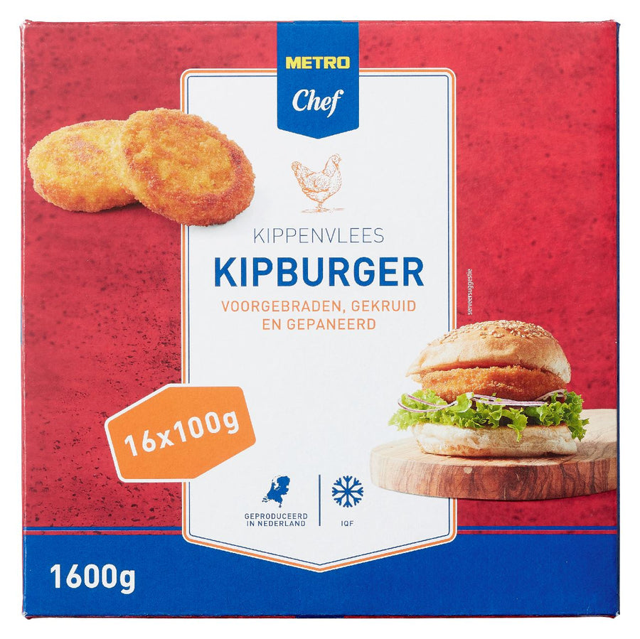 Chicken burger frozen 16 x 100 g
