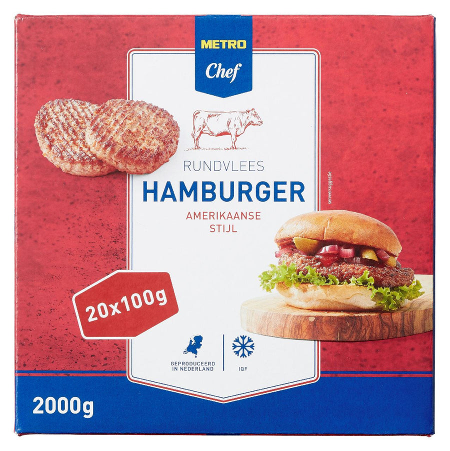Hamburger American style frozen 20 x 100 g