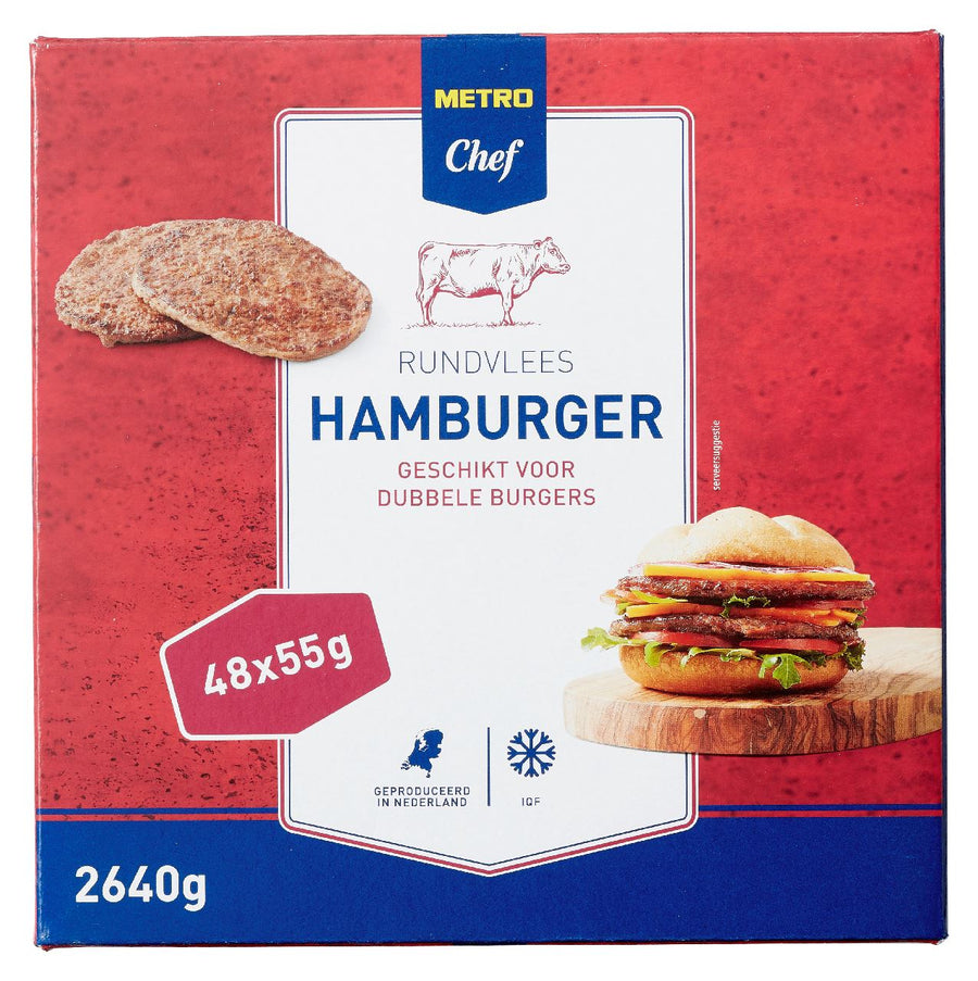 Hamburger beef frozen 48 x 55 g