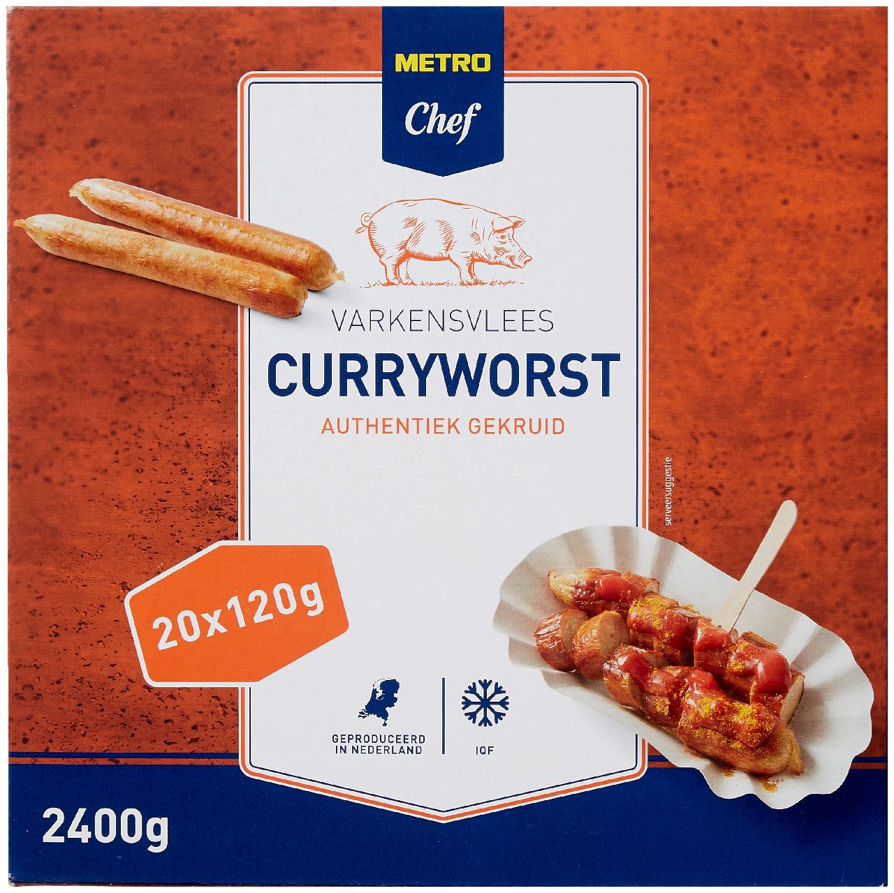 Curry sausage pork frozen 20 x 120 g