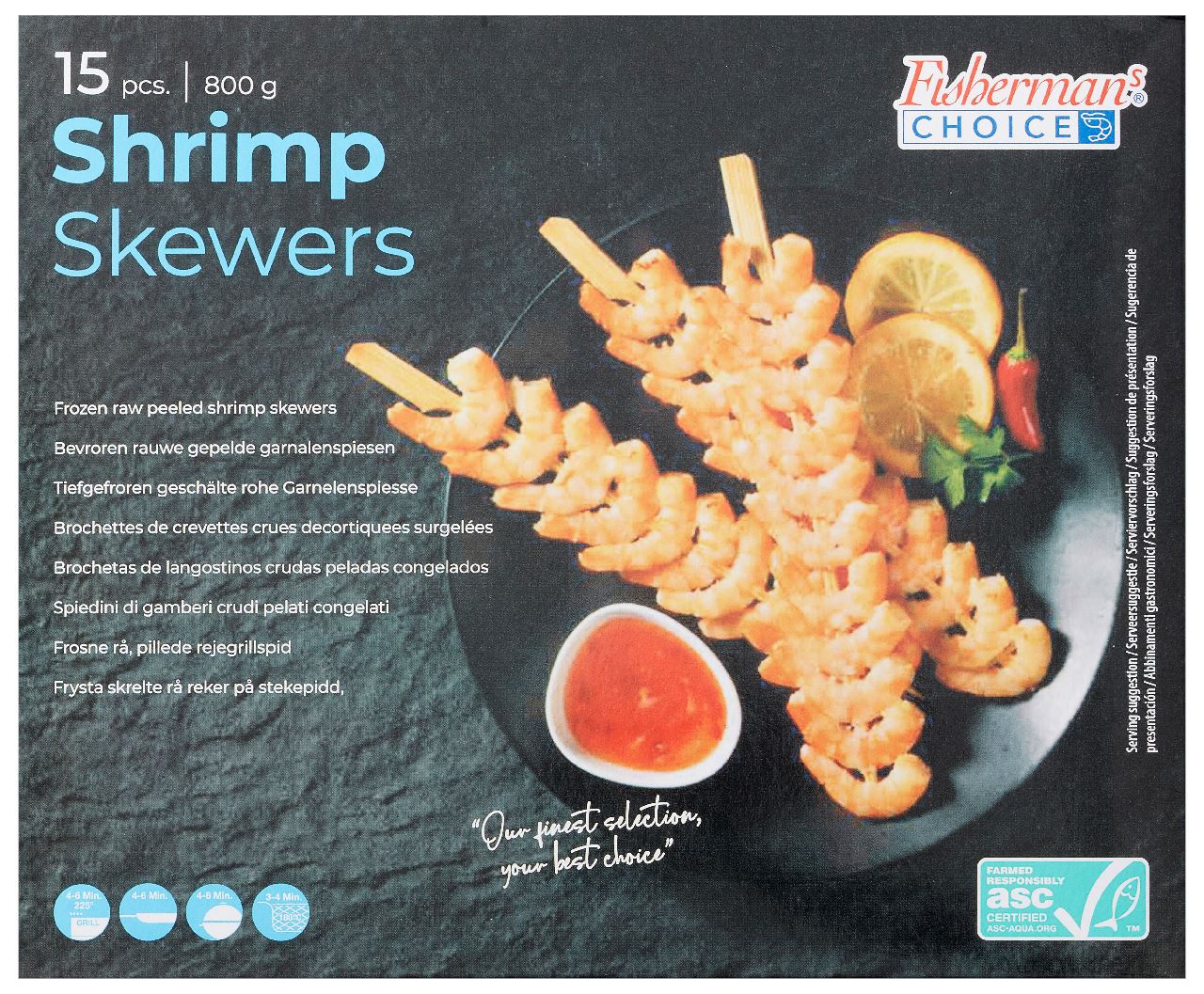 ASC Shrimp skewers 15 x 70 g