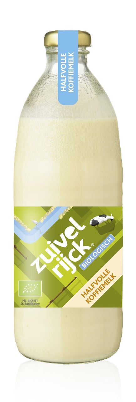 Zuivelrijck organic semi-skimmed coffee milk bottle 200g