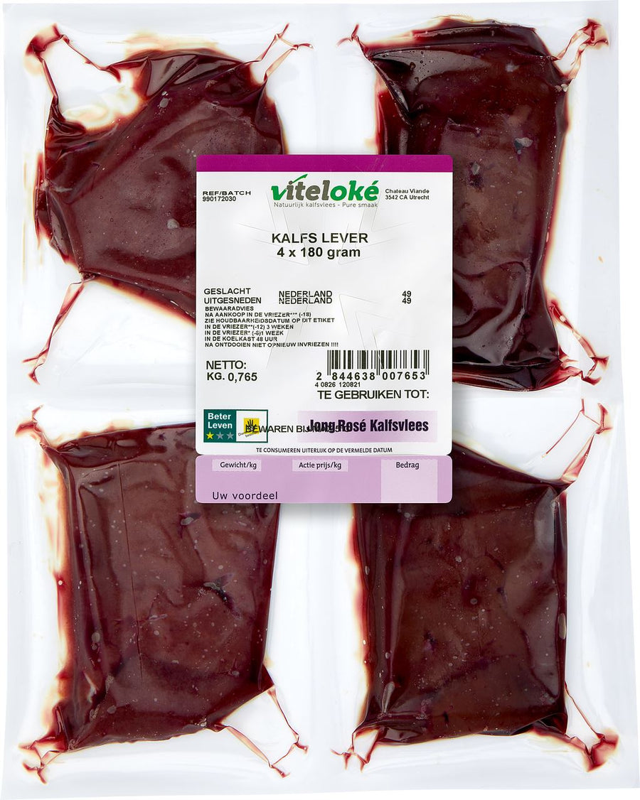 Veal liver 4 x 180 grams (frozen)