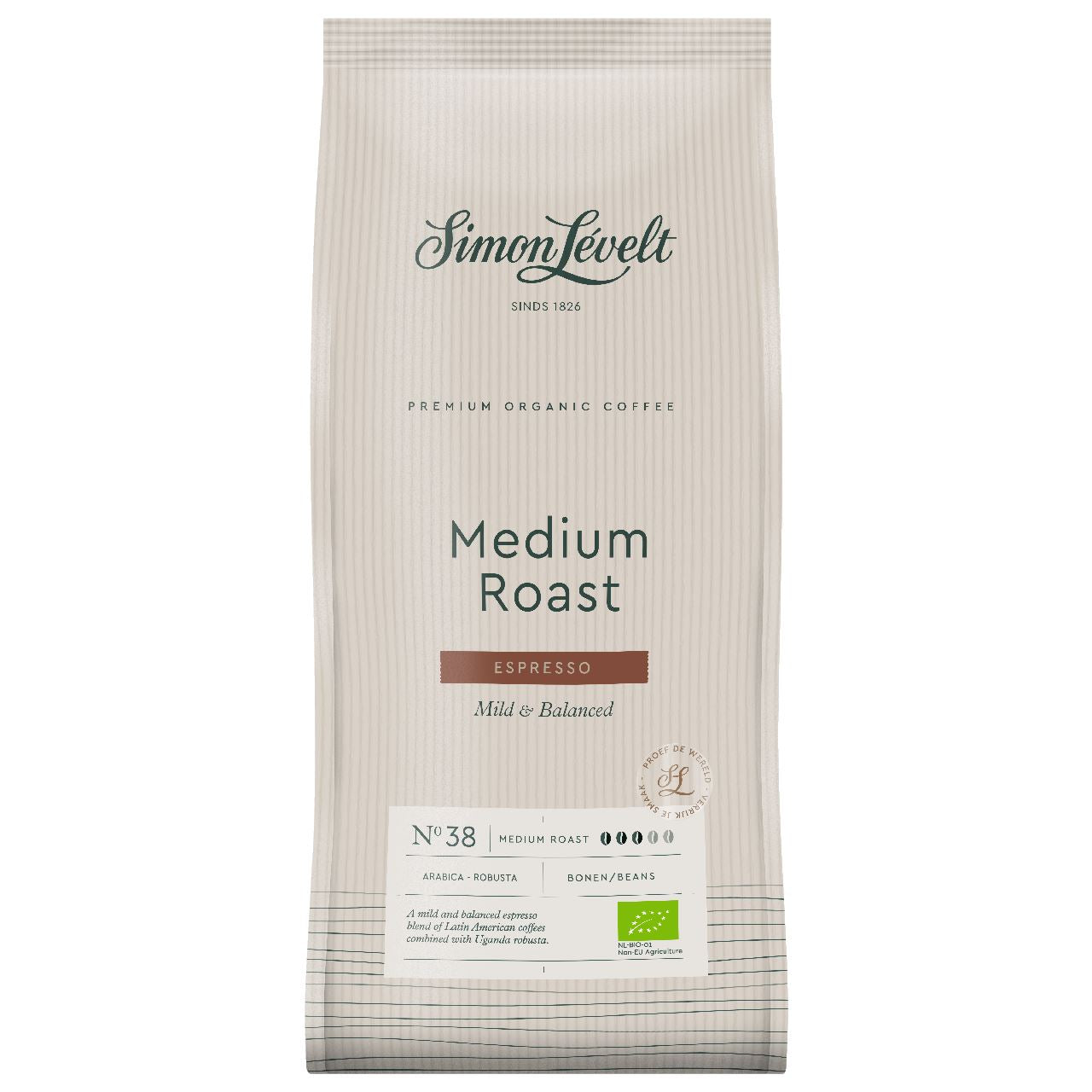 Simon Lévelt Espresso medium roast beans organic 1 kg