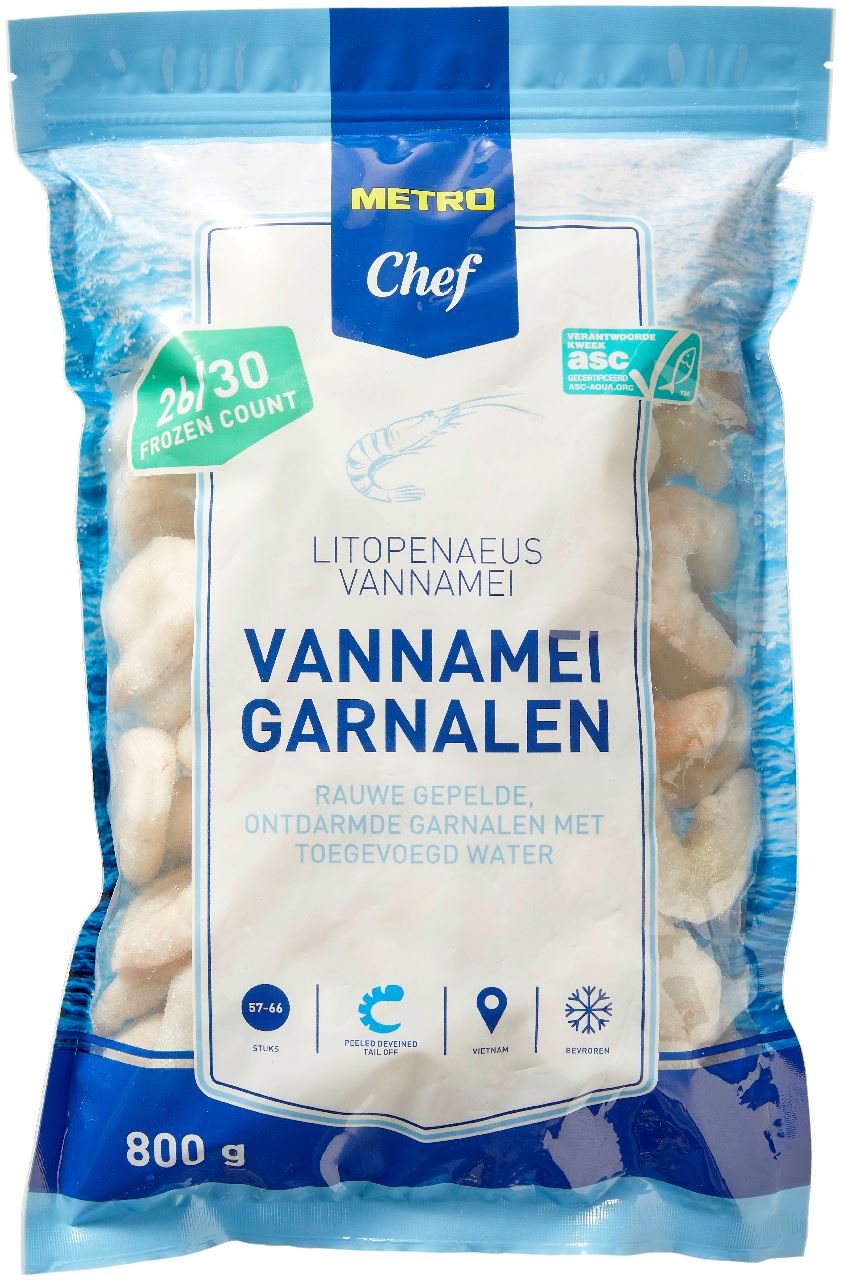 ASC Vannamei peeled and deveined 26/30 800 g