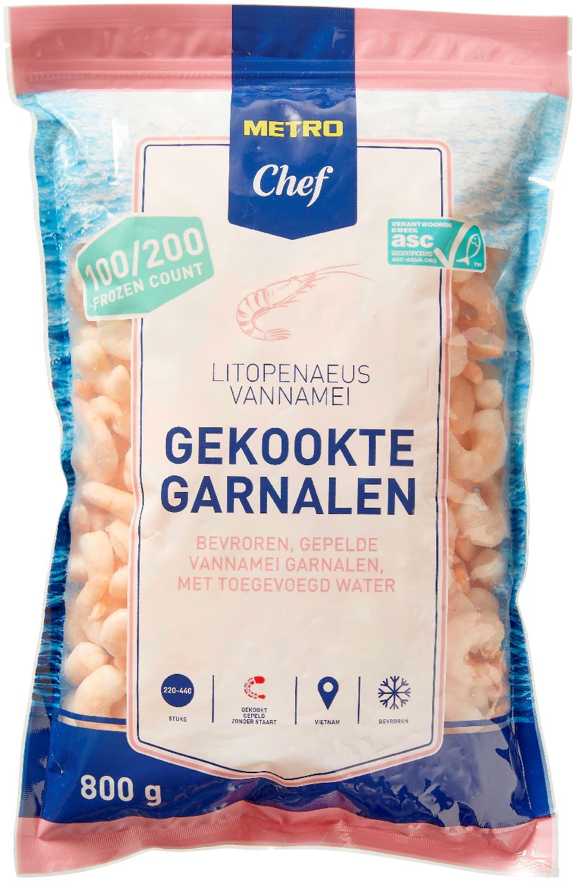 ASC Vannamei shrimp CPTO 100/200 800 g