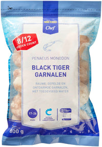 Thumbnail for Black tiger saltwater shrimp peeled 8/12 1 kg