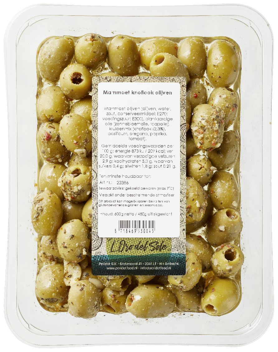 L'Oro del Sole Mammoth Garlic Olives 600 g