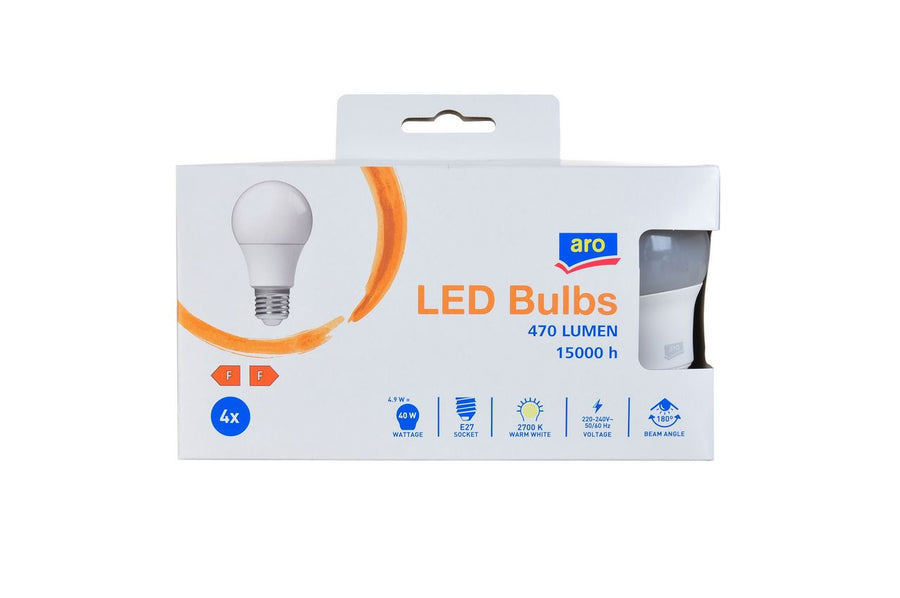 aro A60 4.9W E27 2700K 4 pieces