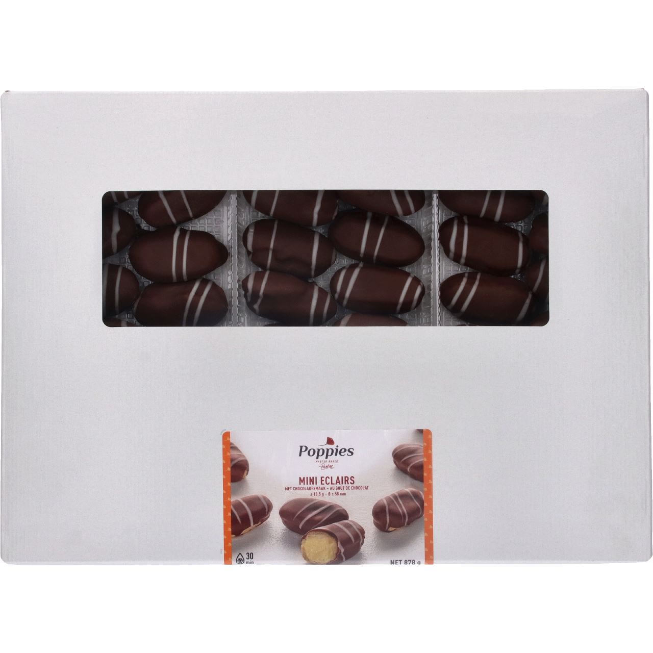 Poppies Mini eclairs with chocolate flavor 48 pieces 878 g