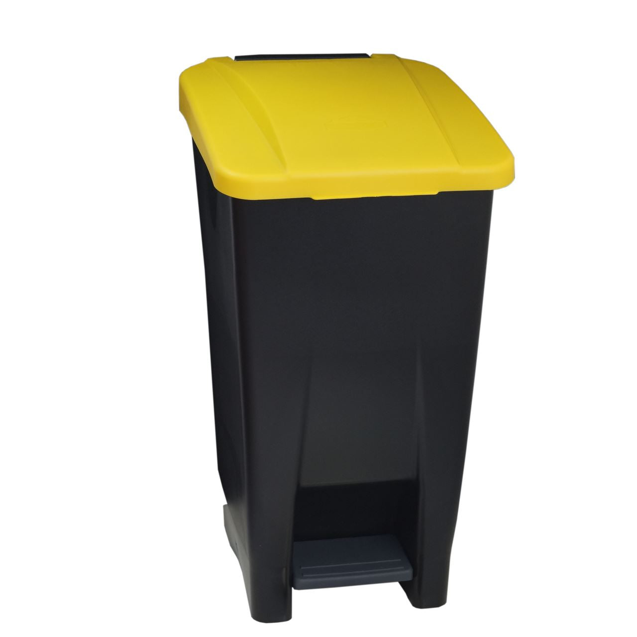 METRO PROFESSIONAL Pedal waste bin black with yellow lid 120 liters