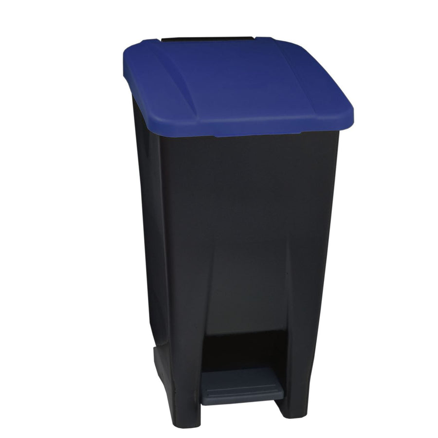 METRO PROFESSIONAL Pedal waste bin black with blue lid 120 liters