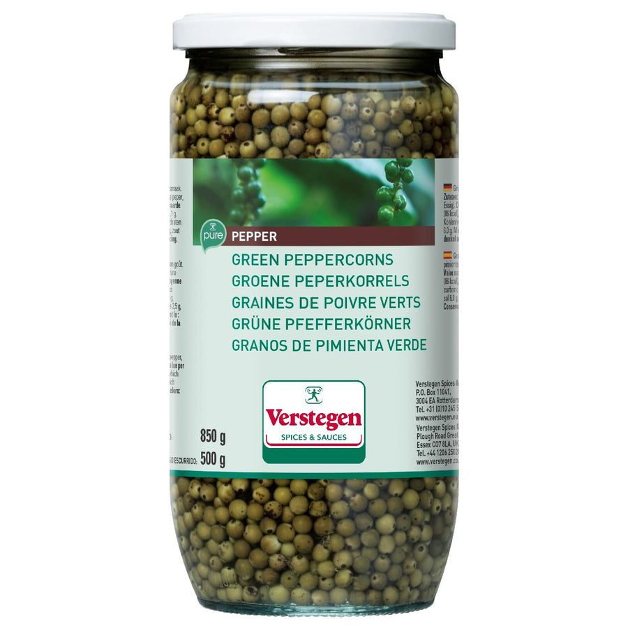 Verstegen Green peppercorns PURE 850 g Jar