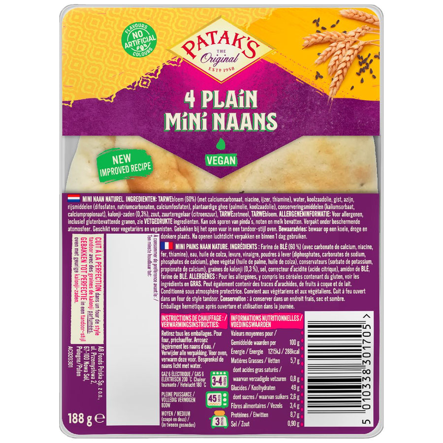Patak's Naan Bread Mini Natural 188 g