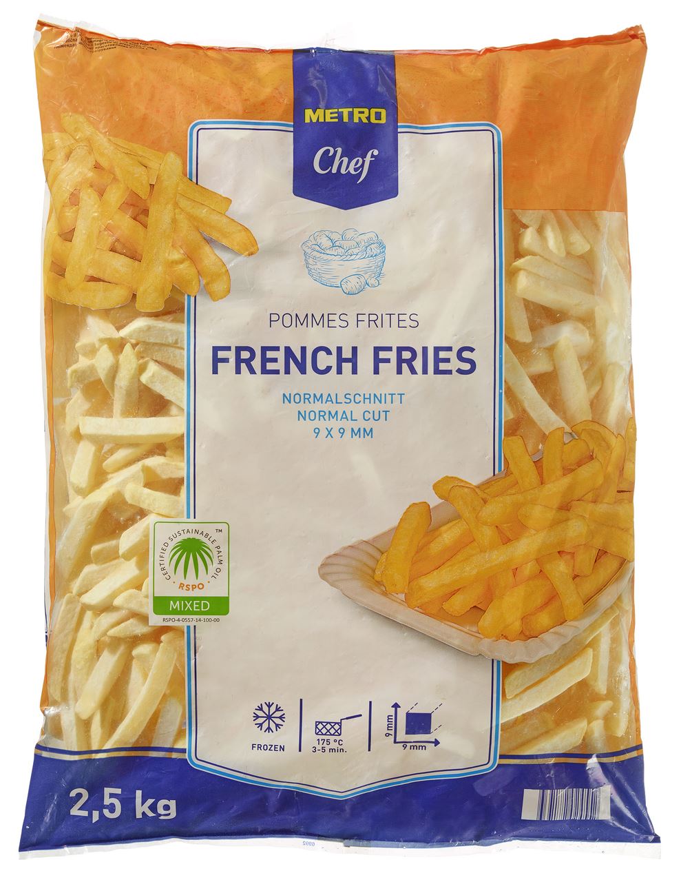 French fries 9 x 9 mm 2.5 kg