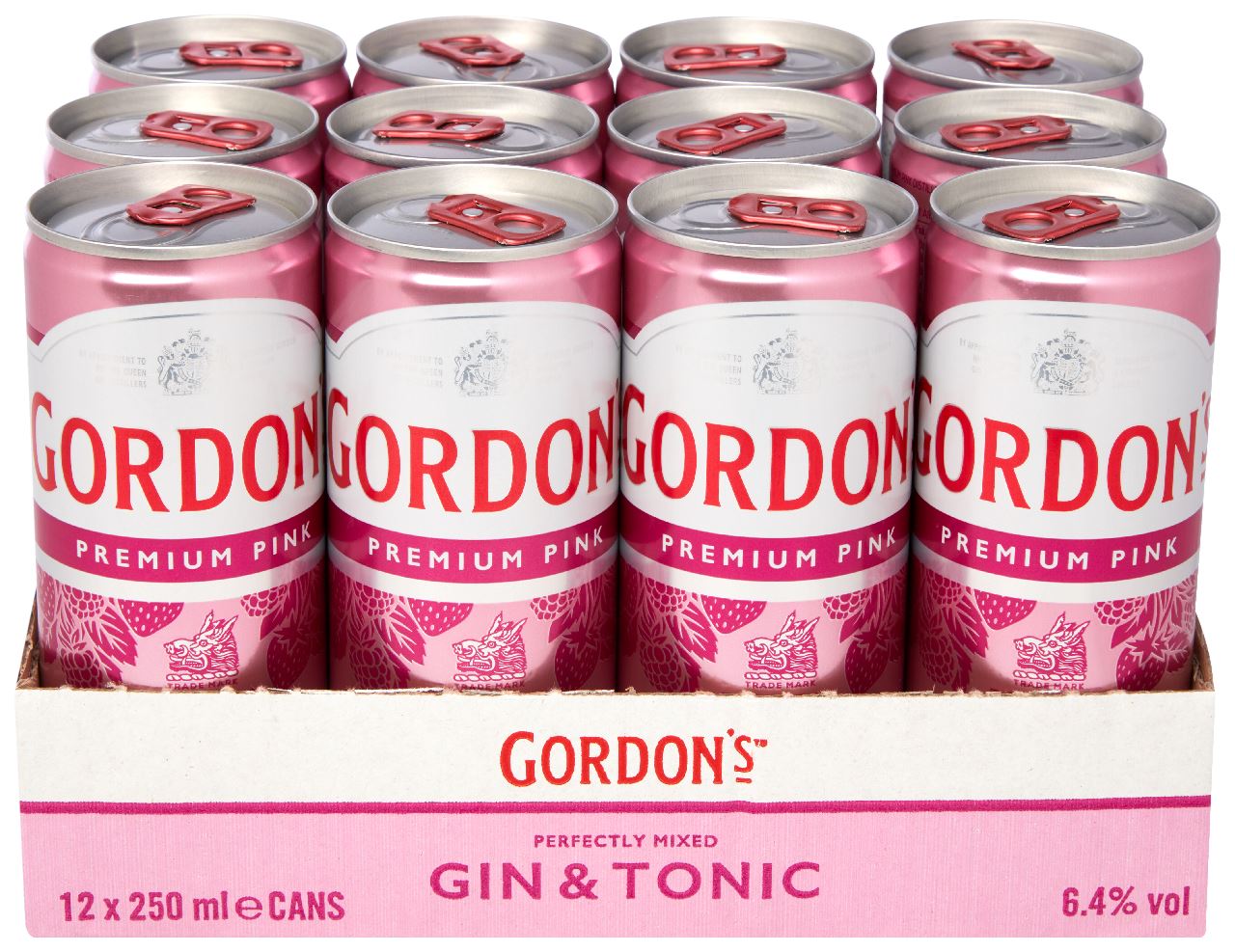 GORDON'S Pink Gin & Tonic Mixed drink can 12 x 25 cl 6.4%