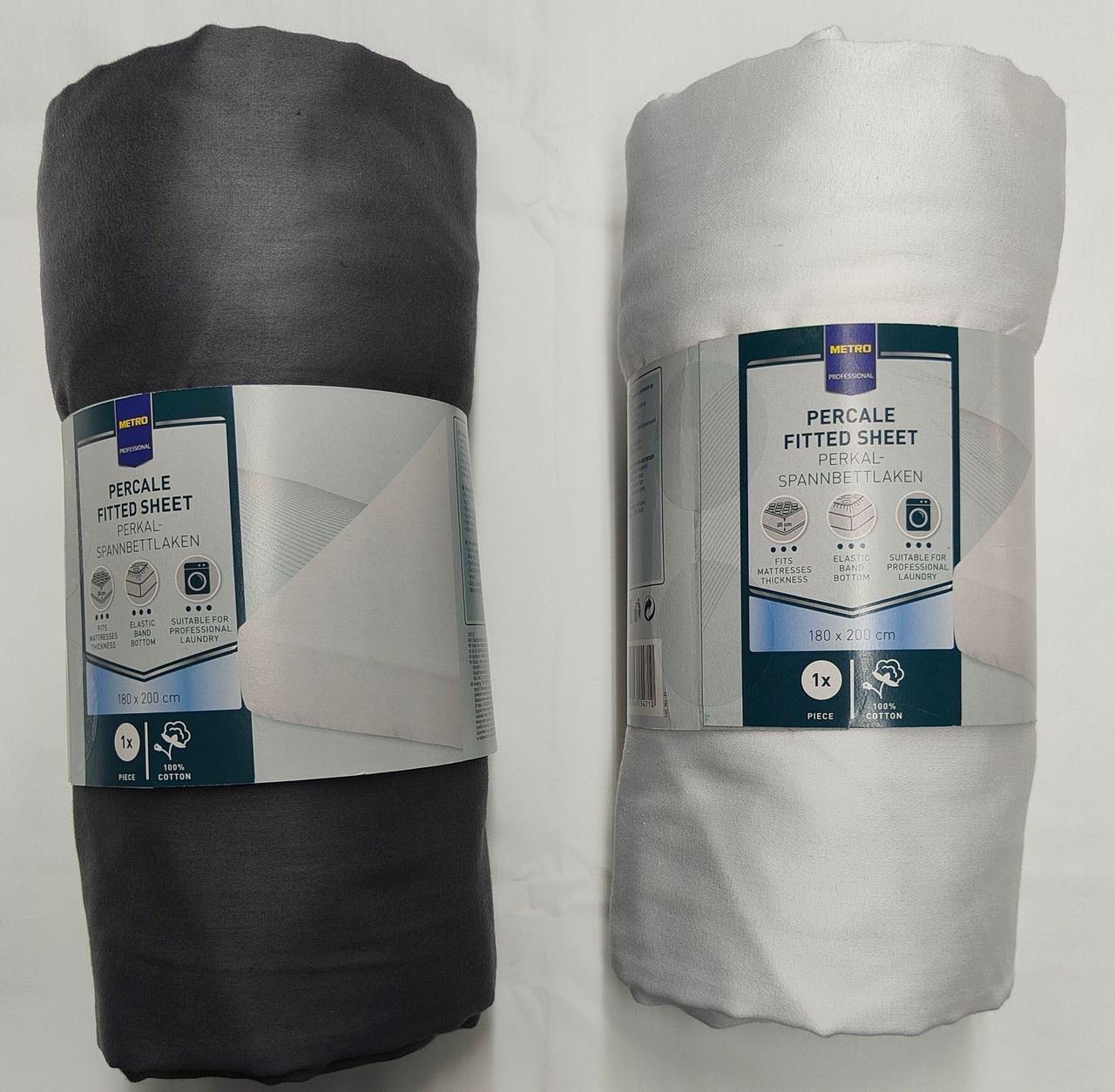 METRO PROFESSIONAL Fitted sheet Percal Anthracite 180X200