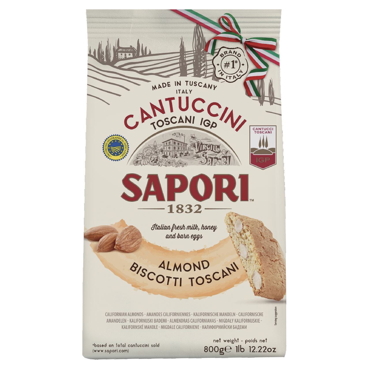 Sapori Cantuccini Almond Biscotti Toscani IGP 800 g