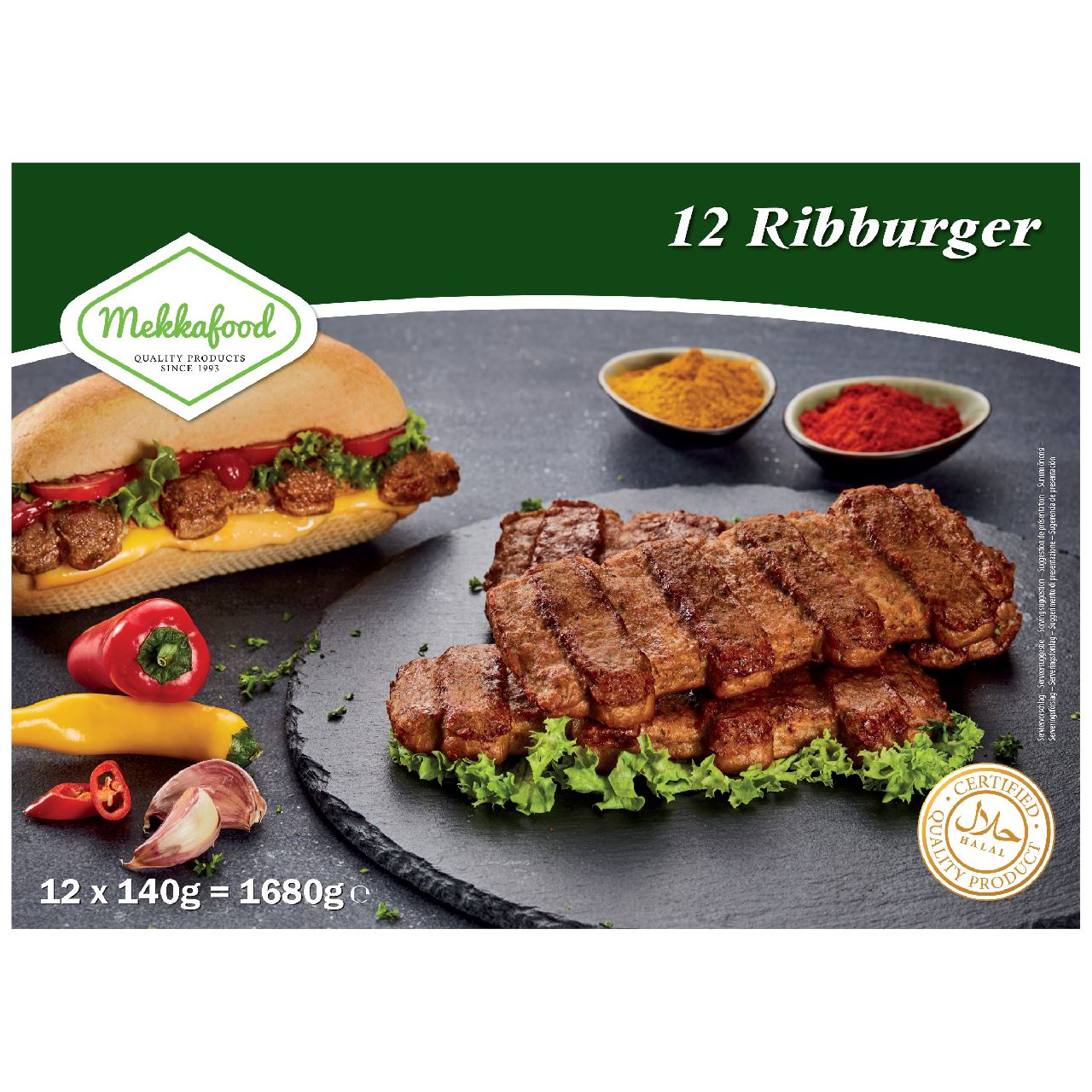 Mekkafood Ribburger Halal 12 x 140 g