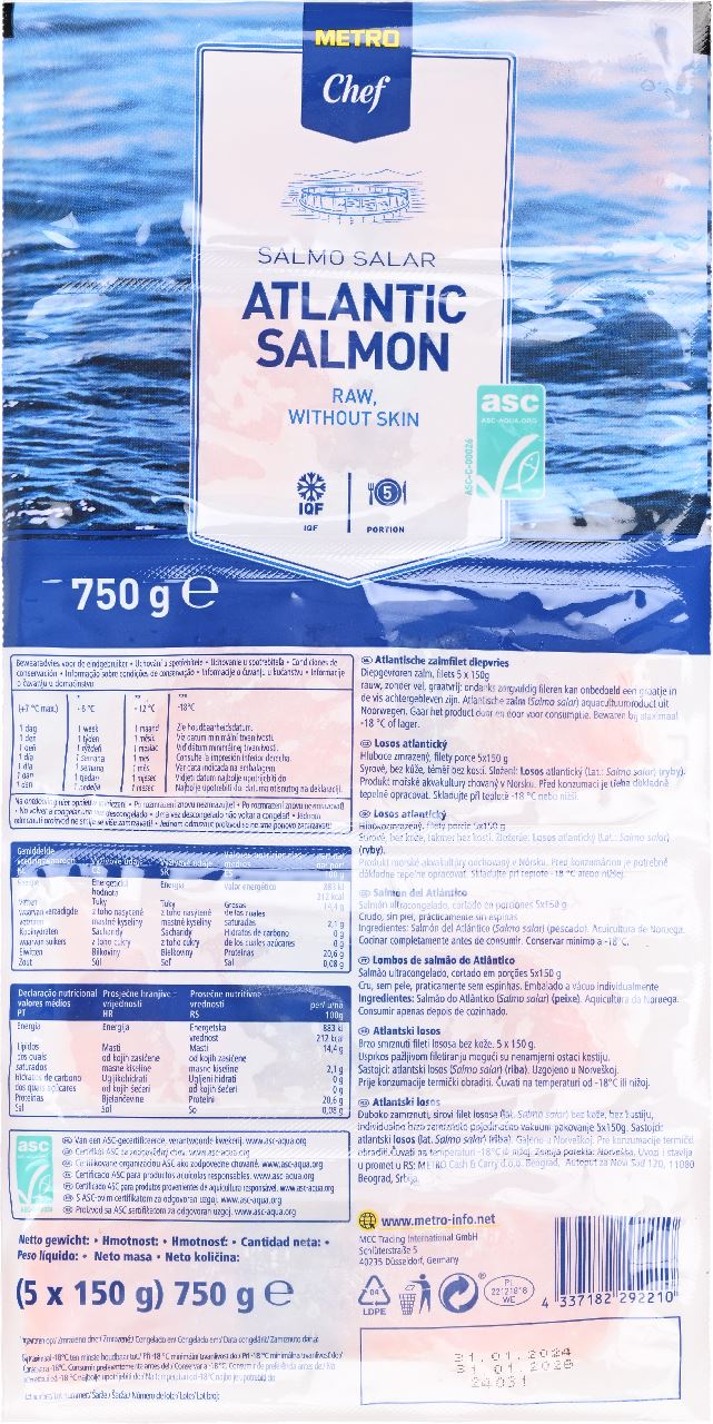 Salmon fillet 5 x 150g M/F ASC