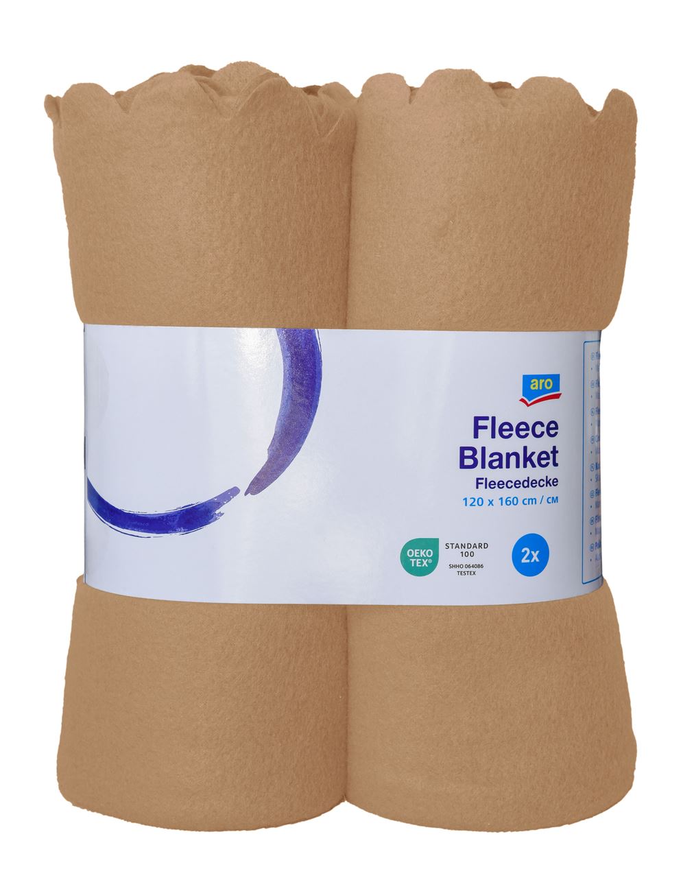 aro Fleece plaid Golf 200 x 150 cm 2 pieces Camel