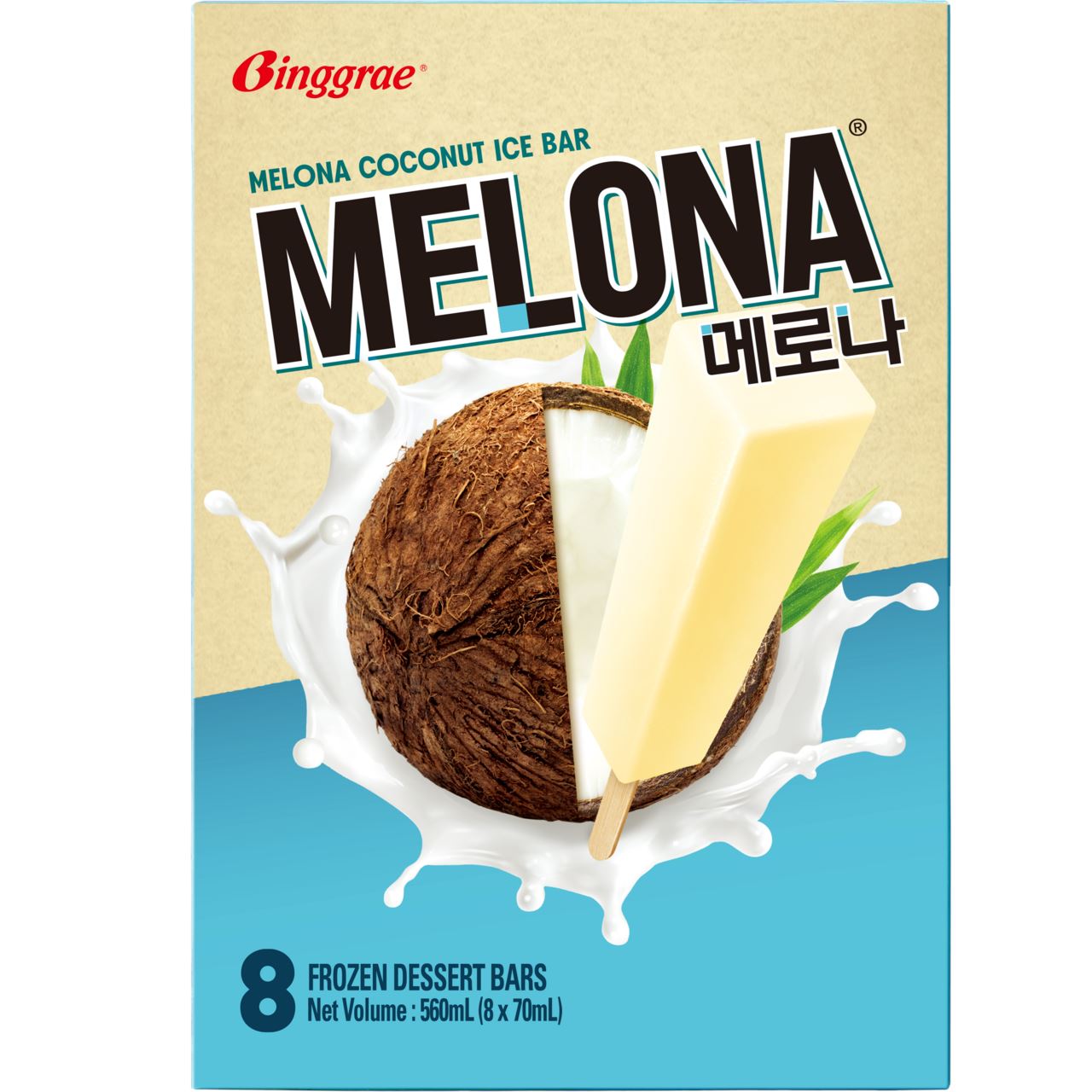 Binggrae Melona Popsicles Coconut 8 x 70 ml