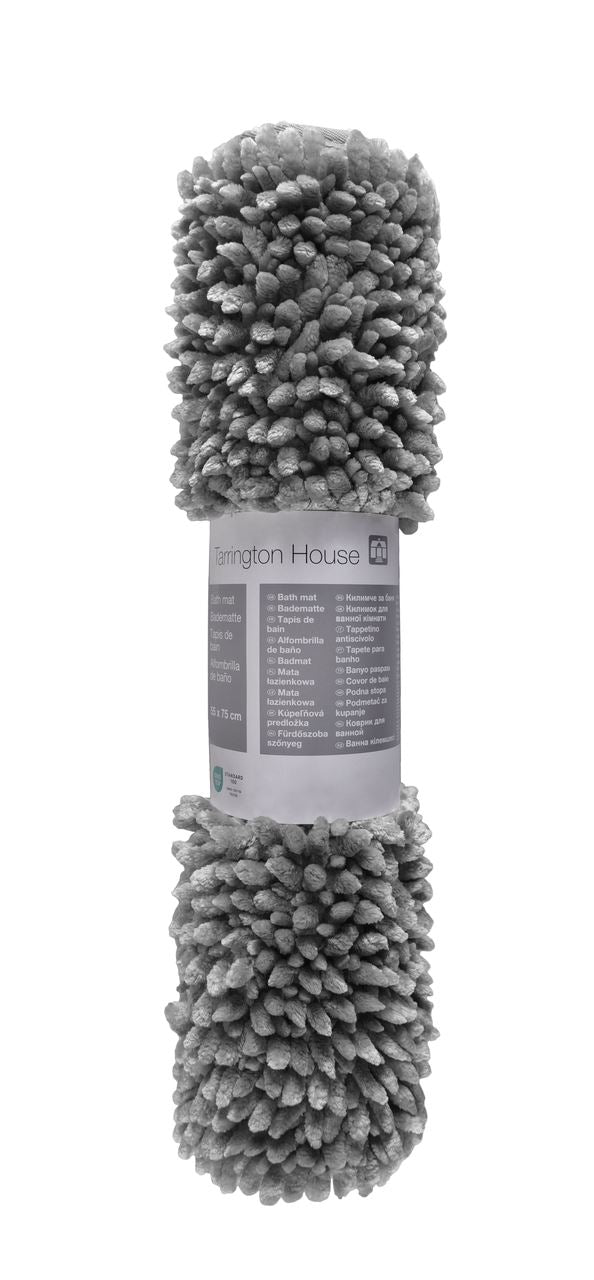 TARRINGTON HOUSE Chenille Bath Mat Glossy 55 x 75 cm gray