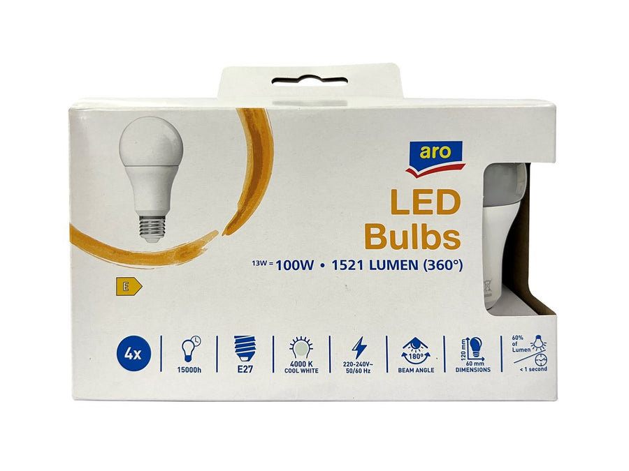 aro LED Lamp A60 13W 1521Lm E27 4000K 4 pieces